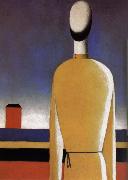 Kasimir Malevich The Half-length wear a yellow shirt oil on canvas